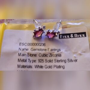 Pink Teardrop Cubic Zirconia Sterling Silver Stud Earrings